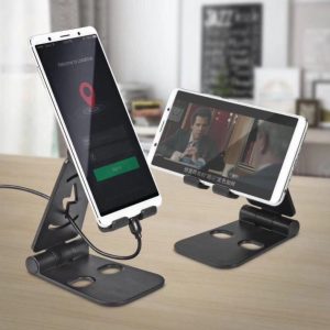 Soporte Plegable Ajustable para Celular y Tablet – Negro