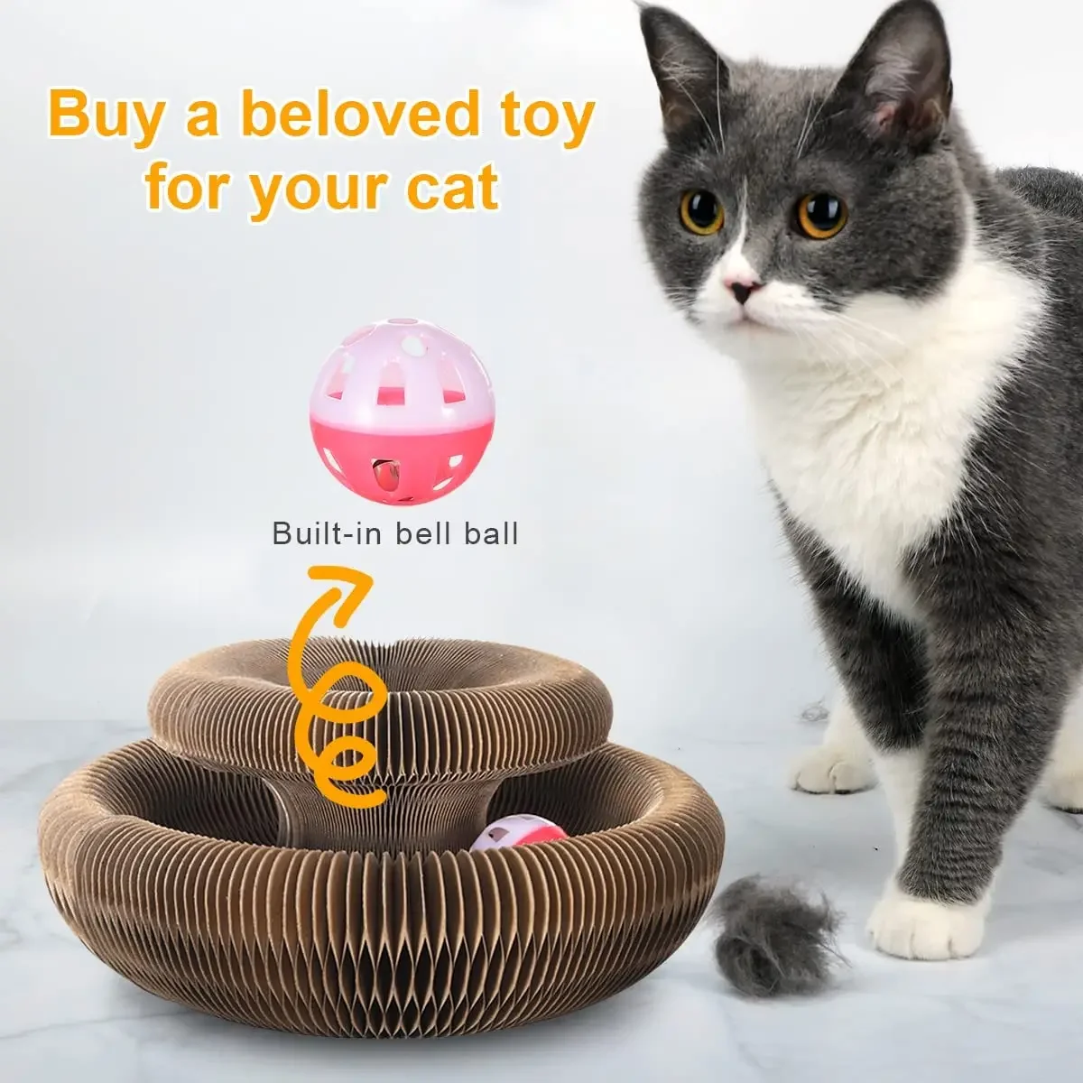 Rascador Circular de Cartón para Gatos con Pelota Interactiva - Imagen 5