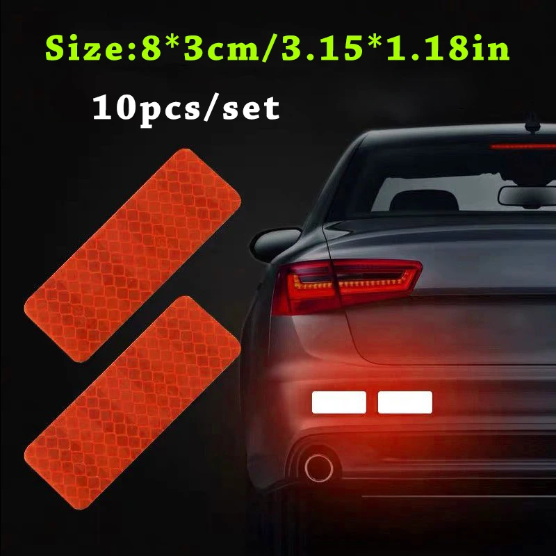 Set de 10 Adhesivos Reflectantes de Seguridad para Parachoques de Automóvil - Imagen 3