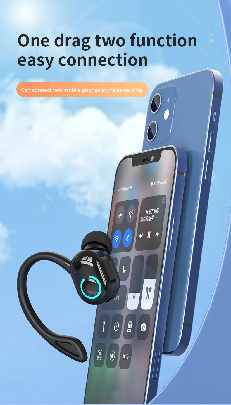 Audífono Bluetooth Mono con Gancho, Micrófono y Cancelación de Ruido - Imagen 7