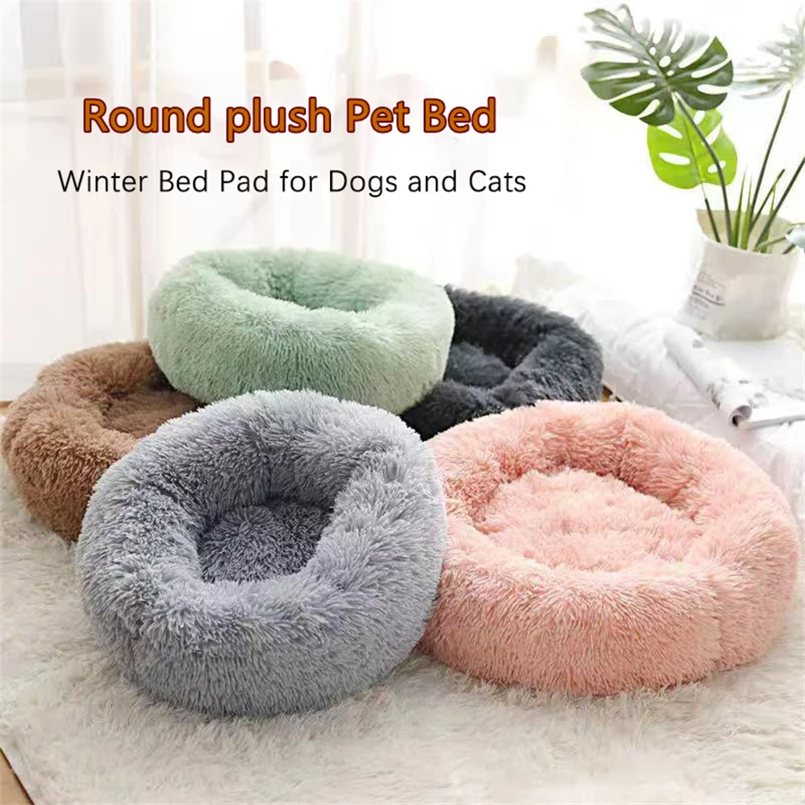 Cama Redonda de Felpa para Perros y Gatos – Suave y Lavable - Imagen 3