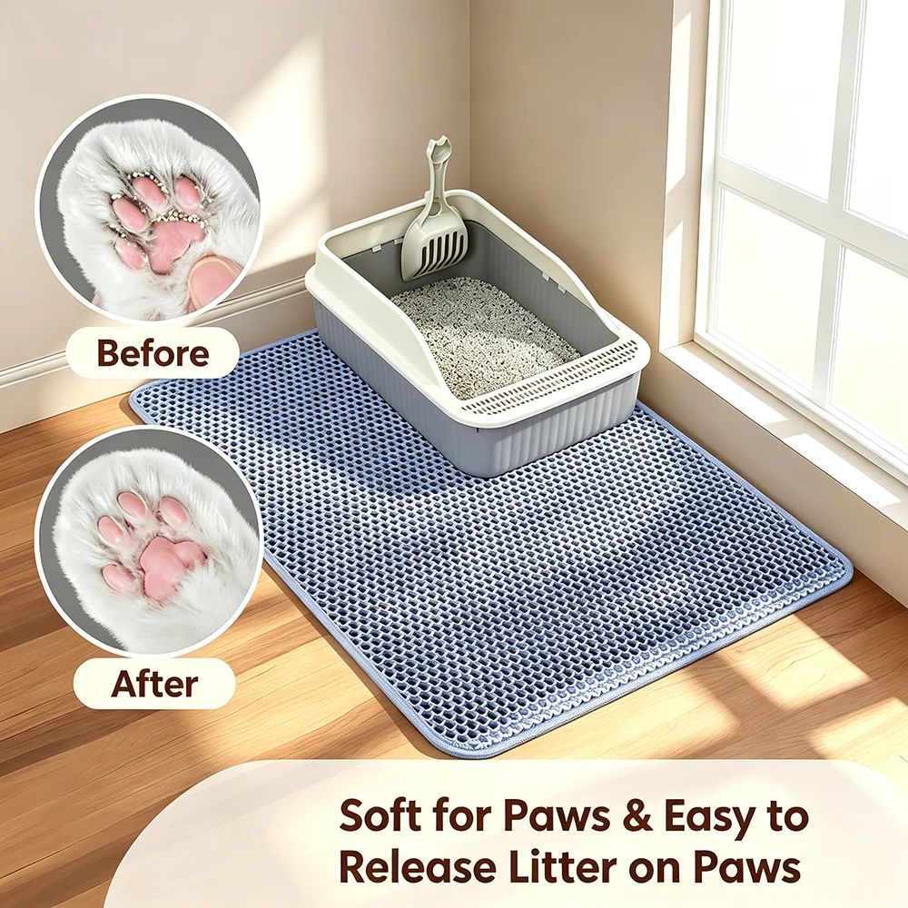 Alfombra Doble Capa para Arenero de Gatos – Antideslizante y Lavable - Imagen 3