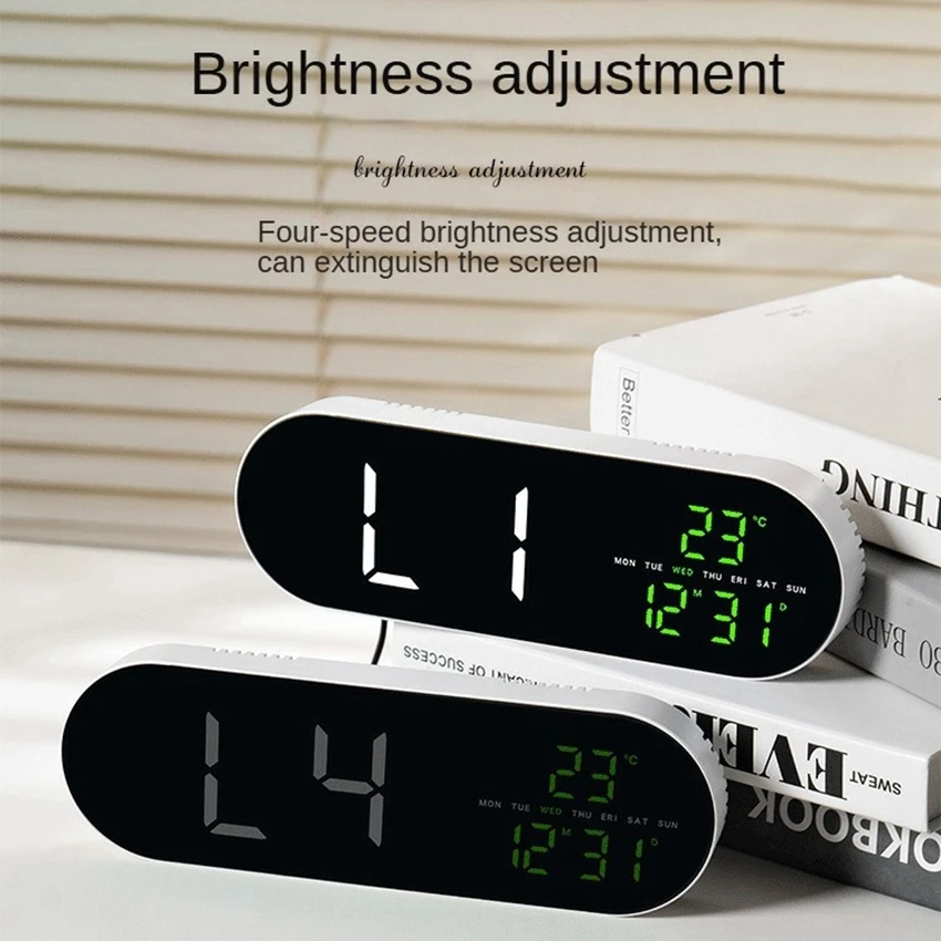 Reloj Digital LED de Pared con Fecha, Temperatura y Alarma