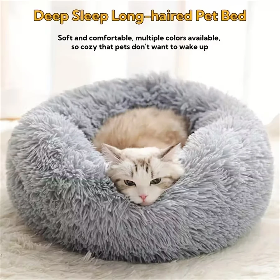 Cama Redonda de Felpa para Perros y Gatos – Suave y Lavable