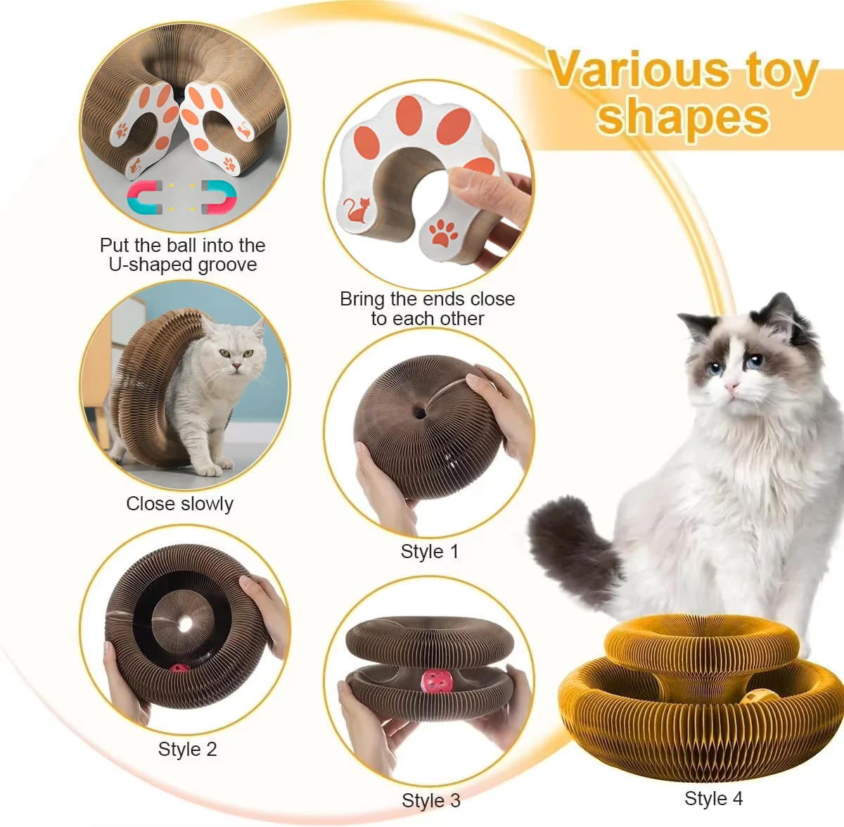 Rascador Circular de Cartón para Gatos con Pelota Interactiva - Imagen 2
