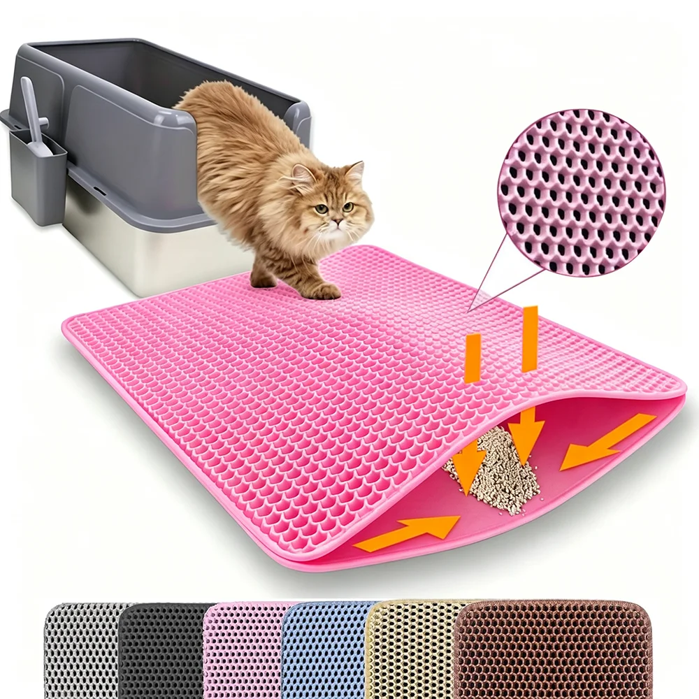 Alfombra Doble Capa para Arenero de Gatos – Antideslizante y Lavable