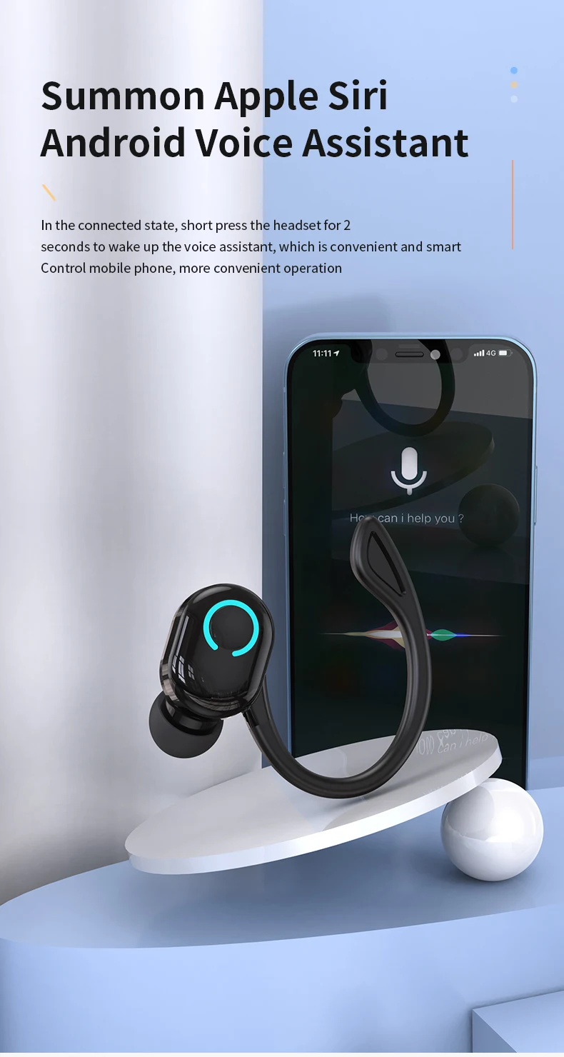 Audífono Bluetooth Mono con Gancho, Micrófono y Cancelación de Ruido - Imagen 8