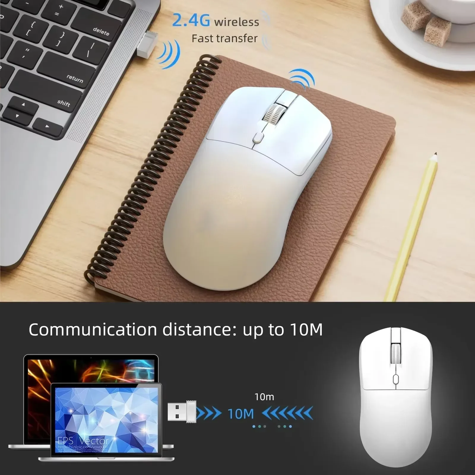 Mouse Inalámbrico Recargable Bluetooth 5.4 y 2,4 GHz con DPI Ajustable - Imagen 2