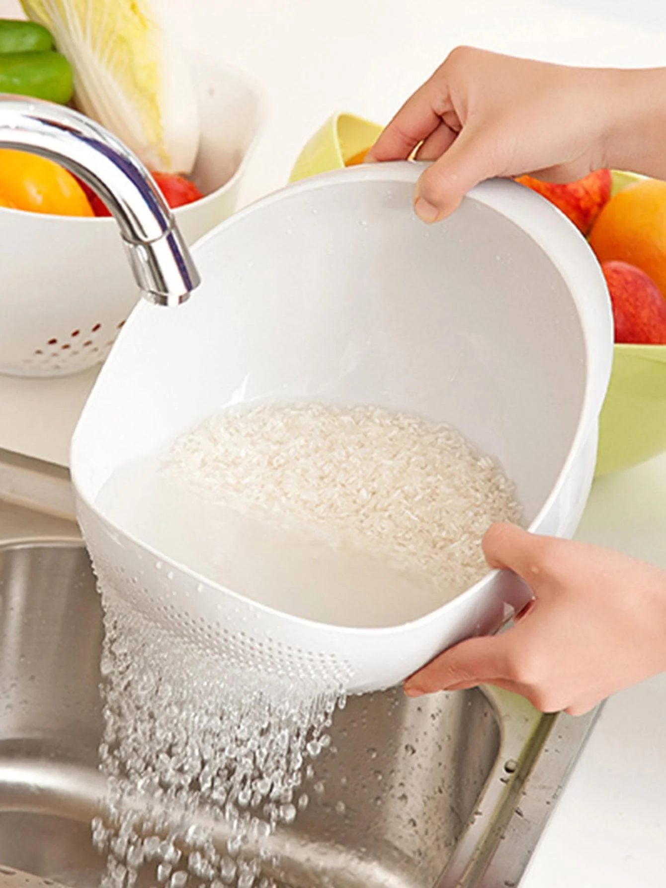 Colador Escurridor con Mango para Arroz, Frutas y Verduras - Imagen 13