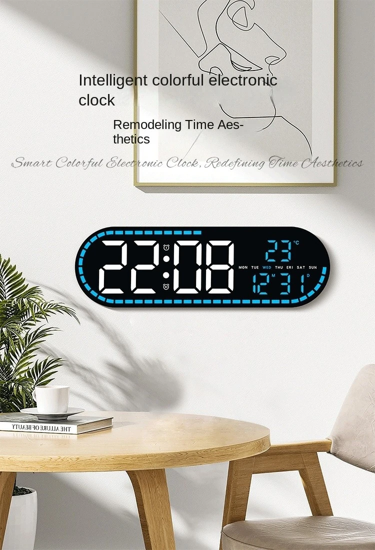 Reloj Digital LED de Pared con Fecha, Temperatura y Alarma - Imagen 4