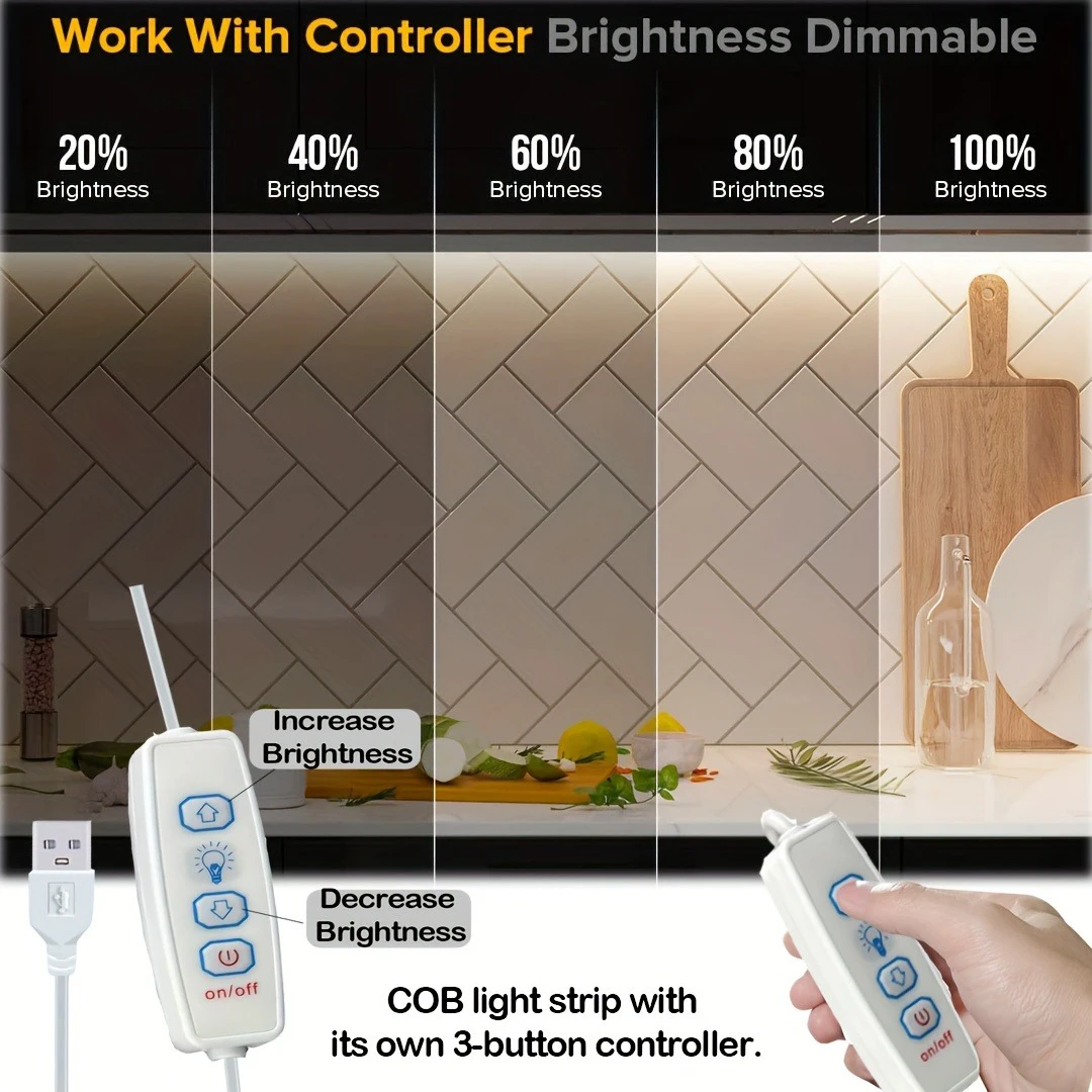 Tira LED COB USB 5V Regulable para TV, Espejos y Decoración - Imagen 2