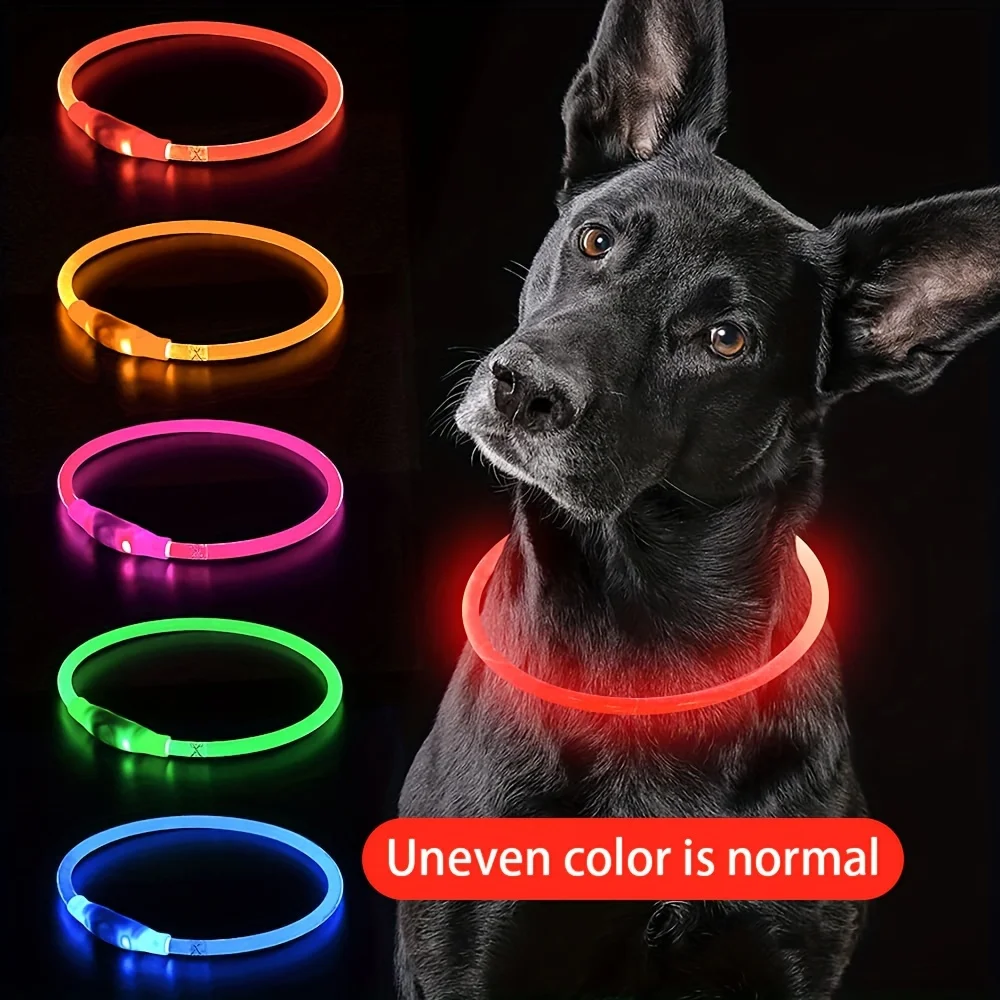 Collar LED Recargable USB para Perros con Luz de Seguridad