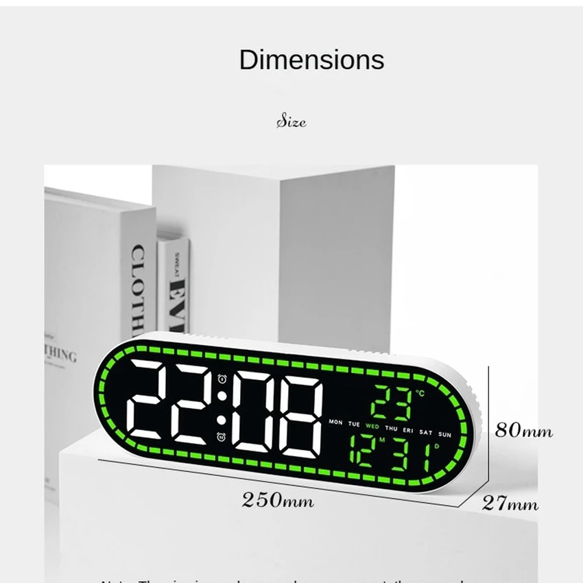 Reloj Digital LED de Pared con Fecha, Temperatura y Alarma - Imagen 3