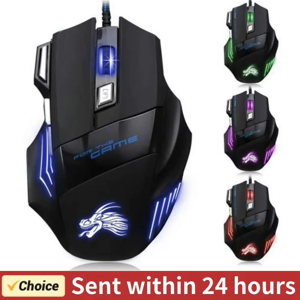 Mouse Gamer USB con Cable, 7 Botones, Iluminación RGB y DPI Ajustable