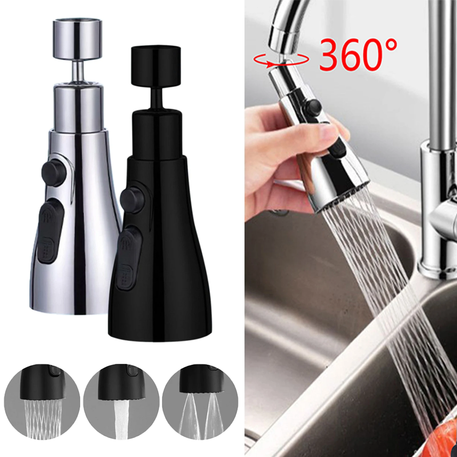 Extensor Giratorio 360° para Llave de Cocina con 3 Modos de Agua