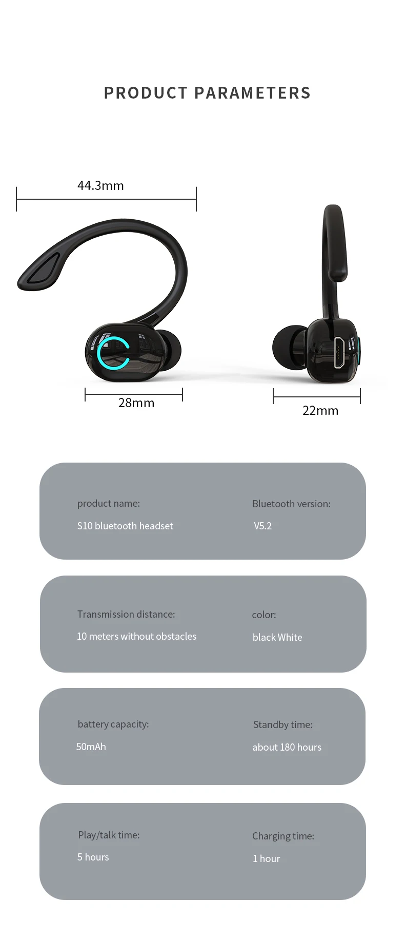 Audífono Bluetooth Mono con Gancho, Micrófono y Cancelación de Ruido - Imagen 9