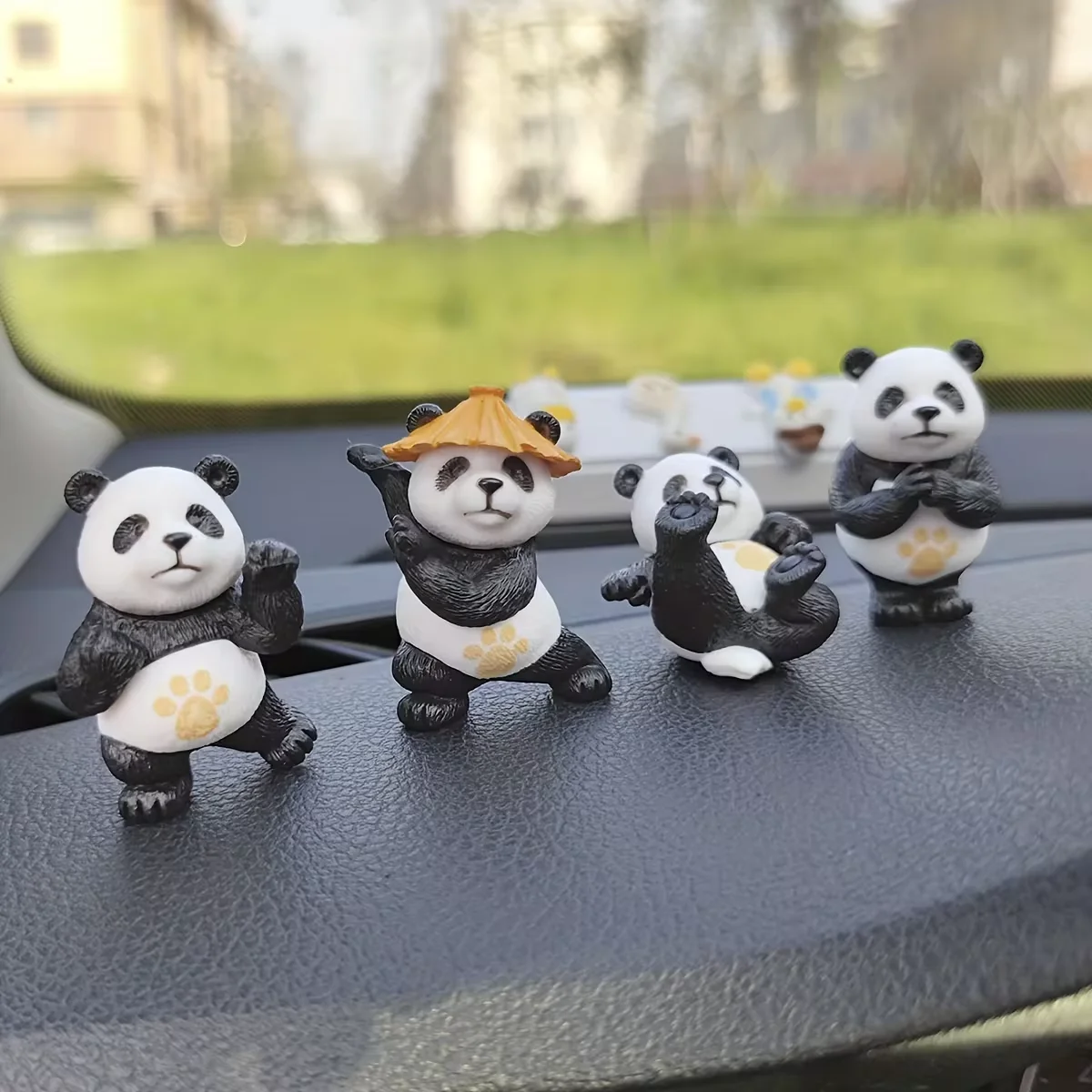 Pack de 4 Adornos Decorativos de Panda para Tablero de Automóvil
