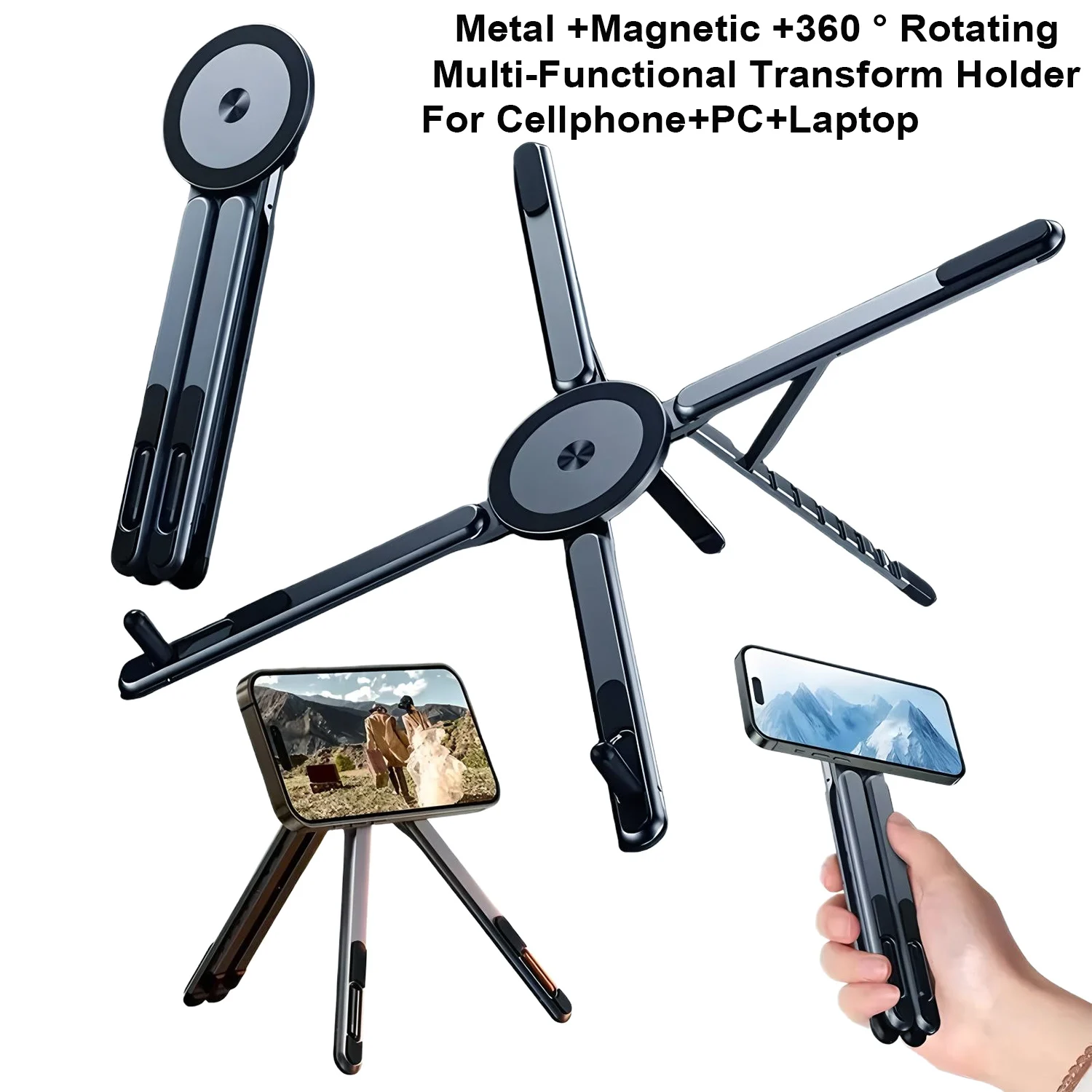 Soporte Magnético 3 en 1 para Celular con Trípode y Selfie Stick