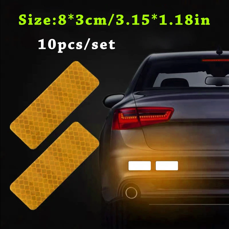 Set de 10 Adhesivos Reflectantes de Seguridad para Parachoques de Automóvil - Imagen 5