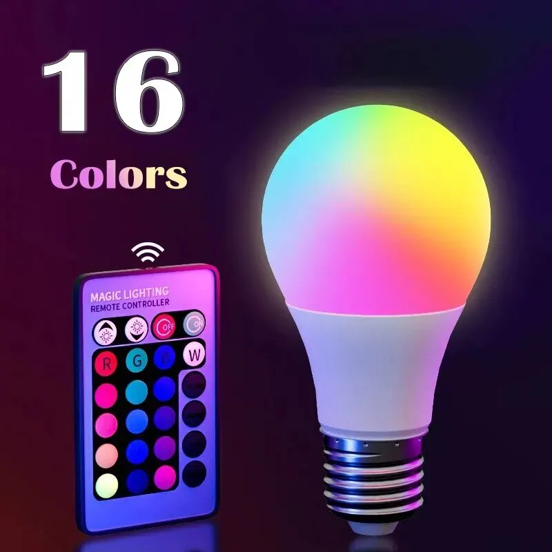 Ampolleta LED RGB de 16 Colores con Control Remoto E27