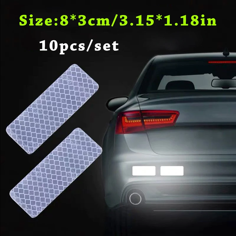 Set de 10 Adhesivos Reflectantes de Seguridad para Parachoques de Automóvil - Imagen 4